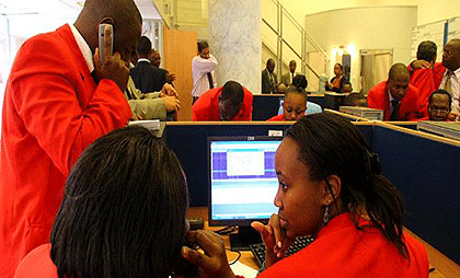Traders at the floor of the Rwanda Stock Exchange. The capital market is the only way to raise long term resources. The New Times / File.