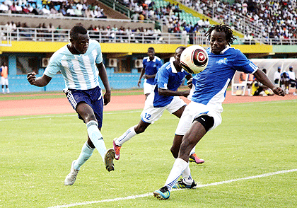 Laudit Mavugo (left) during a past match against Rayon Sport. The New Times/T. Kisambira.