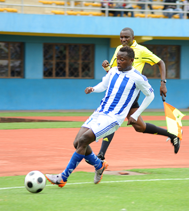 Jerome Sina, who is reported to be attracting interest fron league champions APR, netted the winner for Rayon Sport against AS Kigali on Thursday. The New Times / File.