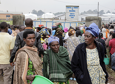 Displaced Congolese at Nkamira transit camp. The  New Times / File.