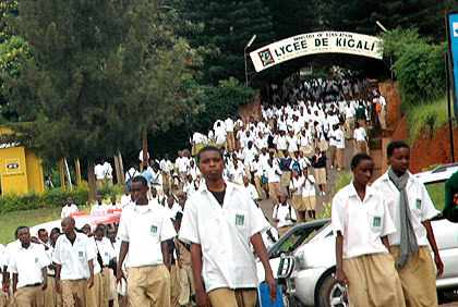 Lycu00e9e de Kigali students in a previous event. The school has formed partnership with Ntare School of Uganda. The New Times / File.