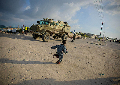 An Amison Armored personnel carrier in Mogadishu. Net photo.