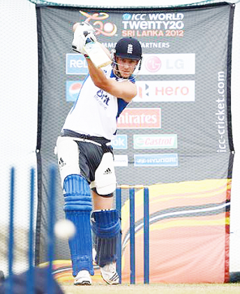 England captain Stuart Broad in the nets on Monday. Net photo.