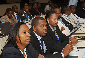 Participants at the meeting on money laundering yesterday. The New Times / John Mbanda.