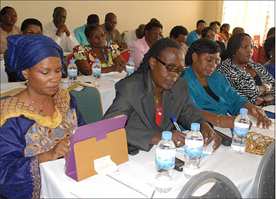 MPs during the one day retreat at Muhazi Beach Hotel on Tuesday. The New Times /  Courtesy.