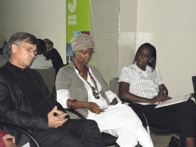 Left-Right: Maurice Brouard, Carole Karemera and  Arlette Ruyonza from the Ministry of Sports  and Culture. The New Times / Andrew Israel Kazibwe. 