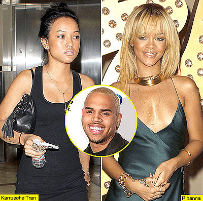 Chris Brown calls it quits with Karrueche Tran (C), as he reunites with Rihanna.