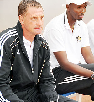 Eric Nshimiyimana (R) replaced Ernest Brandts (L) at the beginning of the season. The former is now the coach of Tanzaniau2019s Yanga. The New Times/File.
