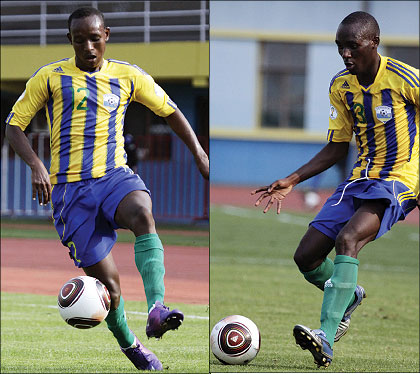 Key men: Jean Claude Iranzi (L) and Tumaine Ntamuhanga will spearhead search for goals against Namibia. The New Times / T. Kisambira.