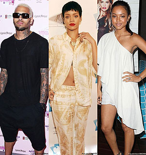 Chris Brown, Rihanna and Karrueche Tran. Net photo.
