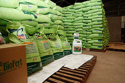 Fertliser sacks in a store. The NewTimes File.