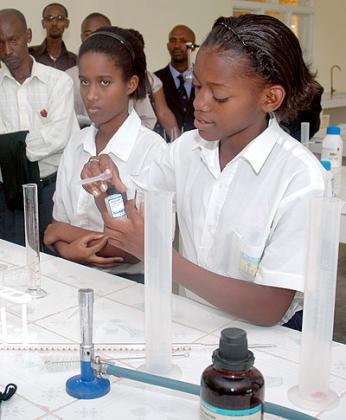 Secondary school students in a labaratory. The new innovation in education initiative is expeted to promote quality in schools. The New Times / File.