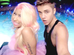 Justin Bieber in the video with Nicki Minaj. Net photo.