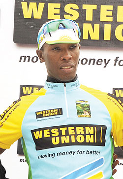 Adrien Niyonshuti has moved into the top five on the general classification of the Tour du Rwanda 2012. The New Times/P. Kamasa.