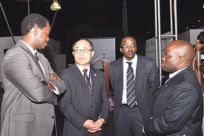 From Left- Jack Kayonga,MD BRD, Jeffry Lee chairman BDF, Innocent Bulindi, CEO BDF and Minister of youth and ICT Jean Philibert Nsengimana. The New Times / File