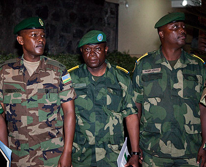 Members of the a regional evaluation military team that was mandated to determine the capacity of the DRC rebels before the internatonal force is deployed.