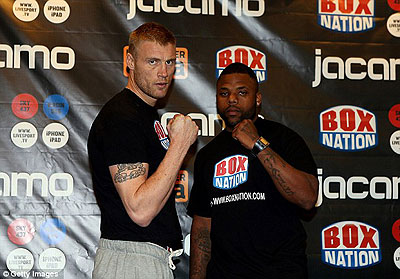 Andrew Flintoff weighs in at the Hilton Hotel in Manchester ahead of his heavyweight debut against Richard Dawson. Net photo.