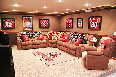 In a man cave, also needed is furniture, good, comfortable furniture.