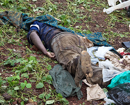 The body of one of the FDLR combatants killed during the fighting. Five bodies were seen by our journalists.