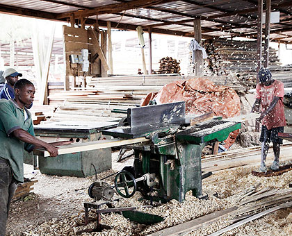 Workers at Gakinjiro carpentry centre. Government ready to support more. The New Times / File.