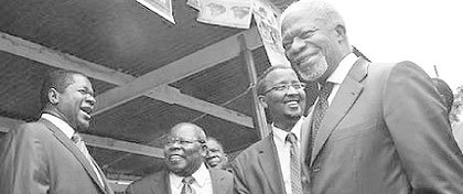 Kofi Annan (R) is in Kenya to support electoral preparation ahead of the March 2013 vote. Net photo