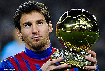 OFFICIALLY THE BEST; Lionel Messi started 2012 on a high after being voted the FIFA Ballon D'Or winner for the third consecutive year. Net photo.