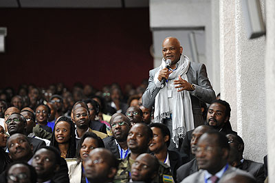 A delegate from the UK speaks at the Umushyikirano yesterday. The New Times/Village Urugwiro.
