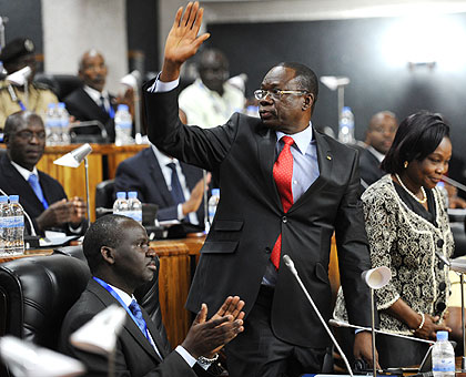 Burkina Faso Premier Luc Adolphe Tiao and his wife are recognised at the 10th National Dialogue. The New Times / Village Urugwiro.