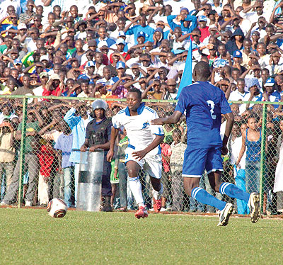 Kambale Salita was too wasteful despite scoring a stunning header to send Rayon Sport into the final.  The New Times /  T. Kisambira.