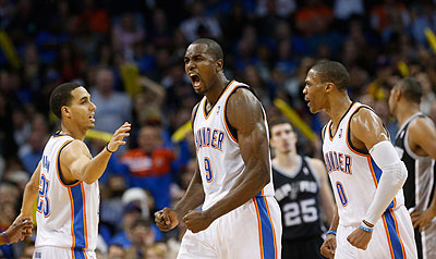 Serge Ibaka produced a season-best 25 points and 17 rebounds. Net photo.
