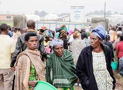 Congolese refugees in Nkamira transit camp earlier this year. The New Times/File.