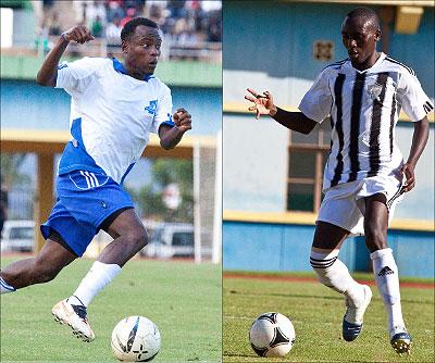In-form striker Jerome Sina (L) will lead the line for Rayon Sport against the defending champions, while midfielder Tumaine u2018Titiu2019 Ntamuhanga (R) will be eager to show the Blues he made the right decision to snub them for APR. Sunday Sport / T. Kisambira