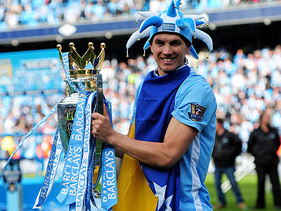 Edin Dzeko scored 7 league goals from the bench as Manchester City won the Premier League title for the first time. Net photo.