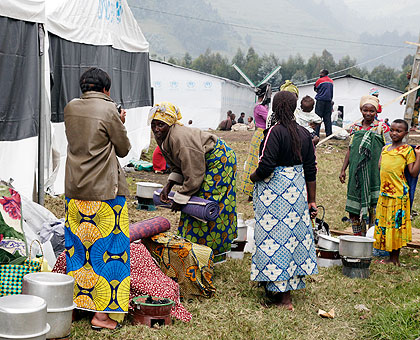 Congolese refugees in Nkamira transit camp in Rubavu District in May last year. The New Times / File.