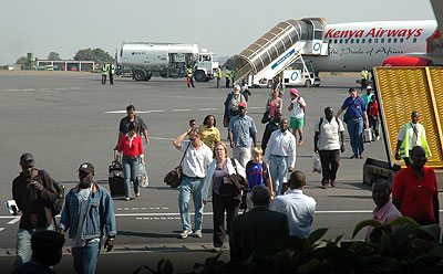 Passengers arrive at Kigali International Airport. The New Times / File.