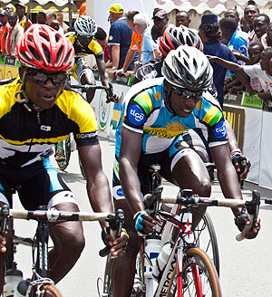 Nathan Byukusenge (right) will lead Team Rwanda in Gabon. The New Times / T. Kisambira.