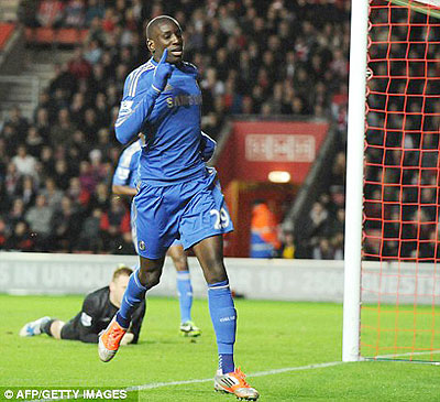New signing Demba Ba scored twice on his Chelsea debut. Net photo.