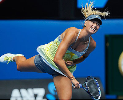 Maria Sharapova needed just 55 minutes to beat fellow Russian Olga Puchkova 6-0,6-0 in her first round match. Net photo.