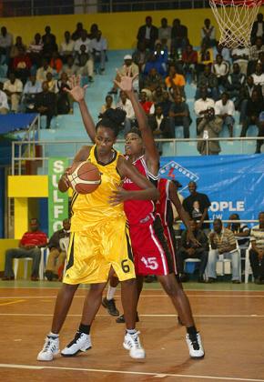 IN; Letitia Mahoro, seen here in action against Kenya during the 2011 champiosnhip held in Kigali, which Rwanda won. The New Times / File.