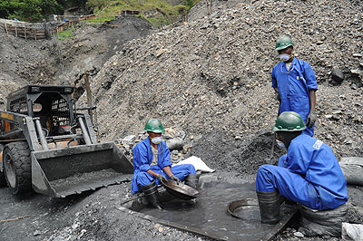 Gold mine workers.  Mining firms want the government  to revise the sectoru2019s draft law. The New Times / File.