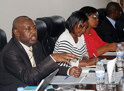 Mukama (L) and other legislators during a working session. The New Times/  J. Mbanda.