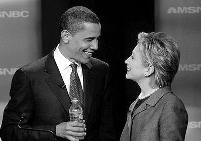 Obama and Clinton. Net photo.