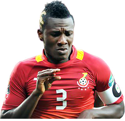 Asamoah Gyan celebrates after opening the scoring for Ghana against Niger.  Net photo.