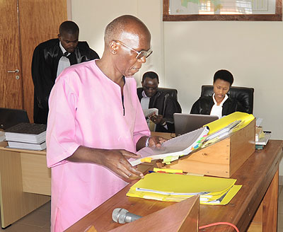 Mugesera in court yesterday.  The New Times/ John Mbanda.