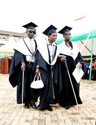 Visually-impaired graduates find their way after achieving academic landmark. NCPD has bemoaned the labour market, saying it is not balanced enouf for PLWDs. The New Times/ File.