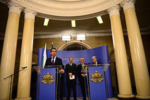 Bulgarian President Rossen Plevenliev speaks during a press conference after                   a national security conference in Sofia.  Net photo