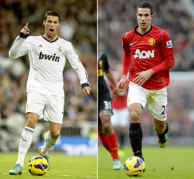 All the attention will be Cristiano Ronaldo (L) and Robin Van Persie when Real Madrid host Manchester United. Net photo.