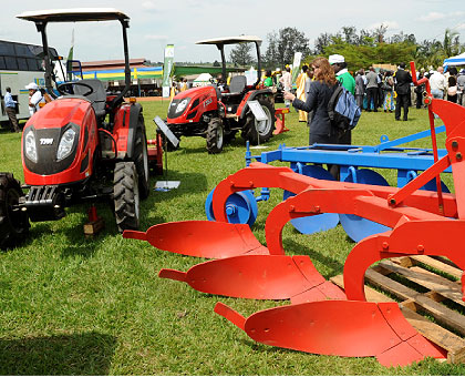 Agricultural machinery displayed at last yearu2019s agricultural expo.  The New Times/ File.