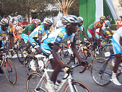 Team Rwanda riders led by Gasore Hategeka (front), get ready for the start of the race on Sunday. The New Times / Courtesy.
