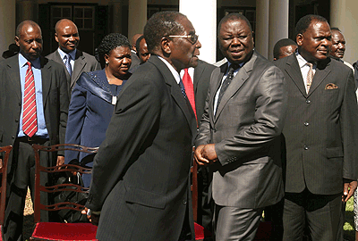 President Mugabe during a past event: The decision to ease sanctions is  a result of a step forward in finalising a draft constitution. Net photo.
